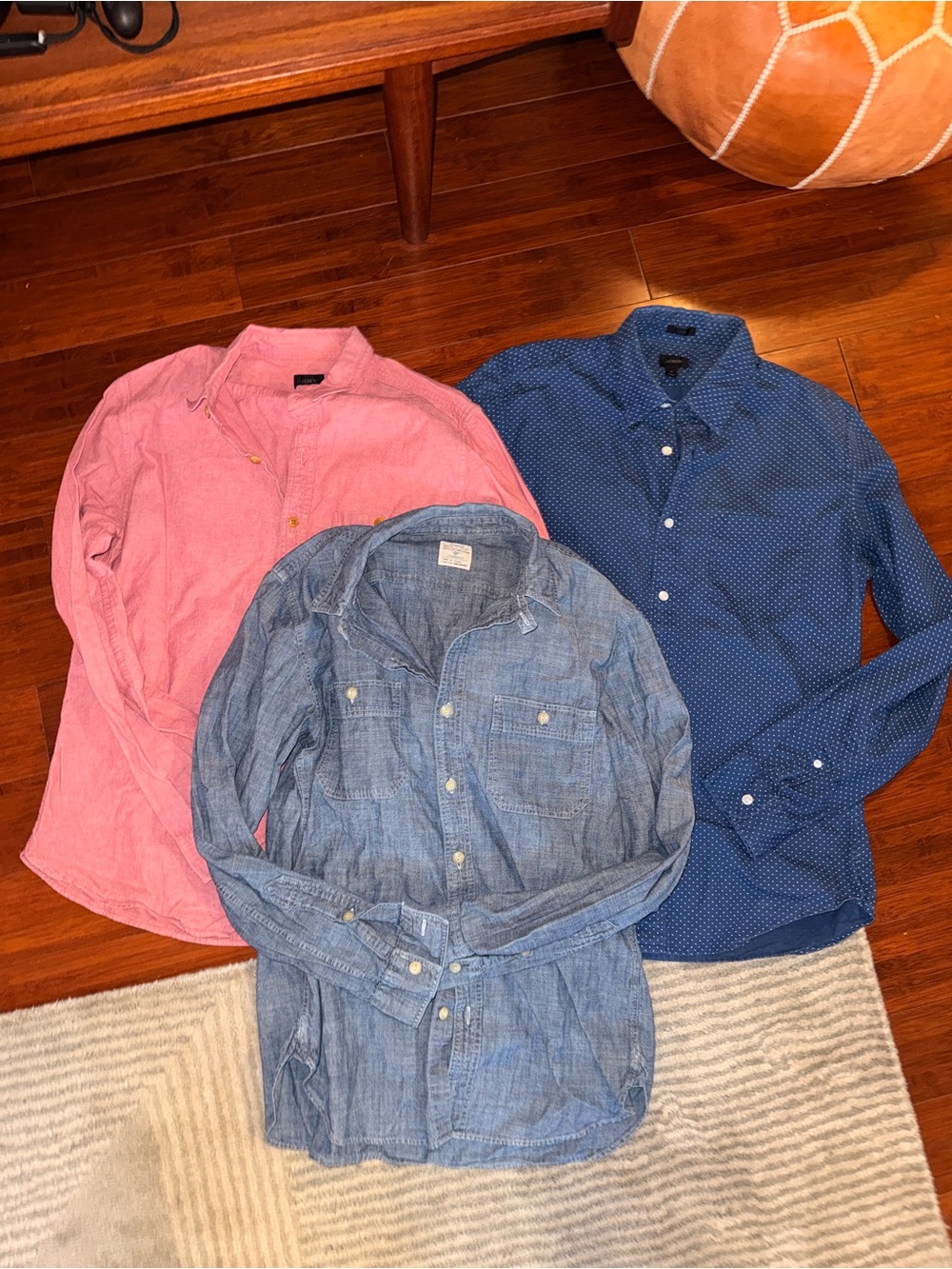 J. Crew Red, Light Chambray & Navy Button-Down Shirt Trio